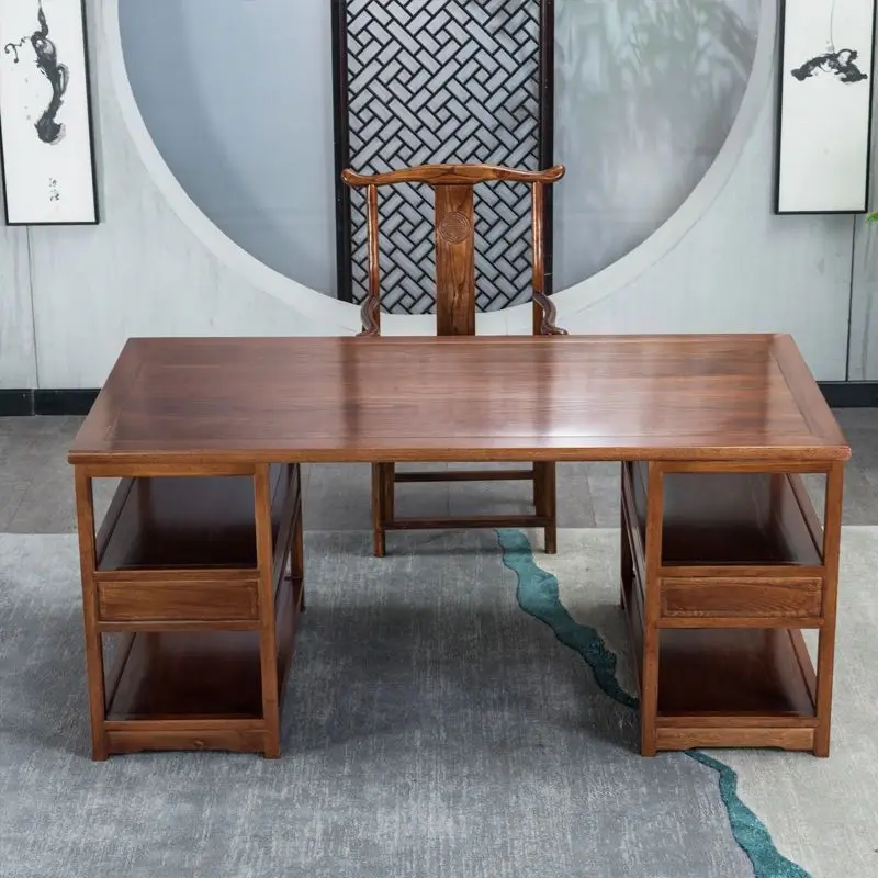 Chinese calligraphy table solid wood painting table rosewood desk antique Chinese study table writing desk log desk