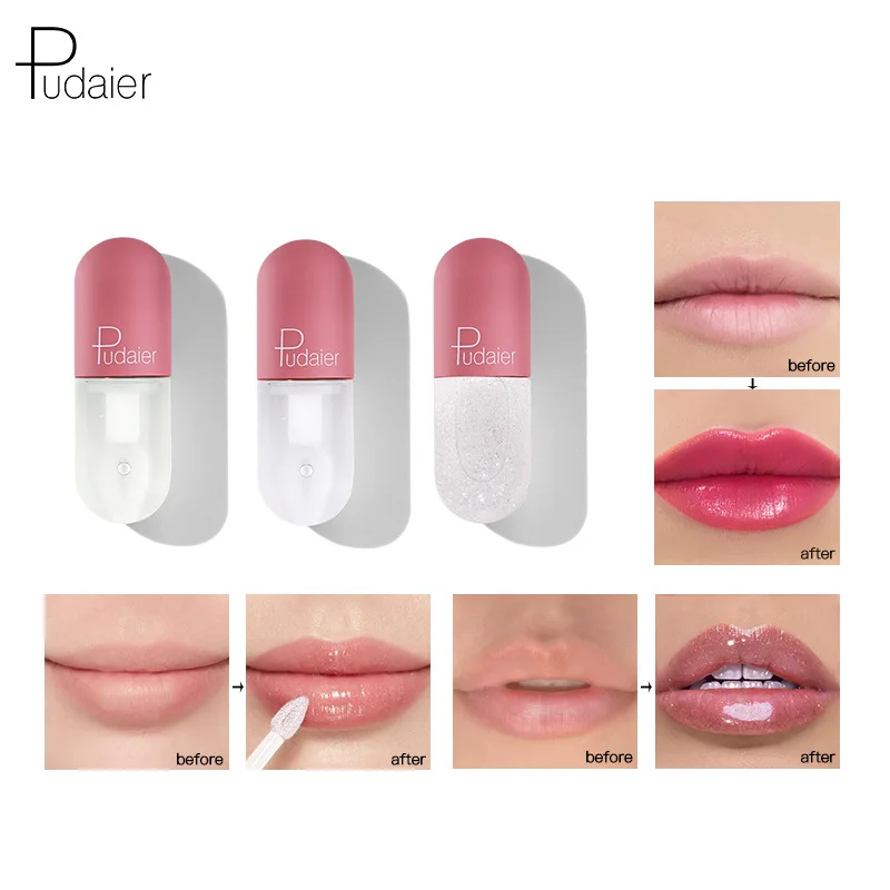 Gratis verzending Mini Capsule Lipgloss Make-up Temperatuurverandering Transparante kleur veranderende Lip Plumping Glitter Lip Glaze Cosmetische