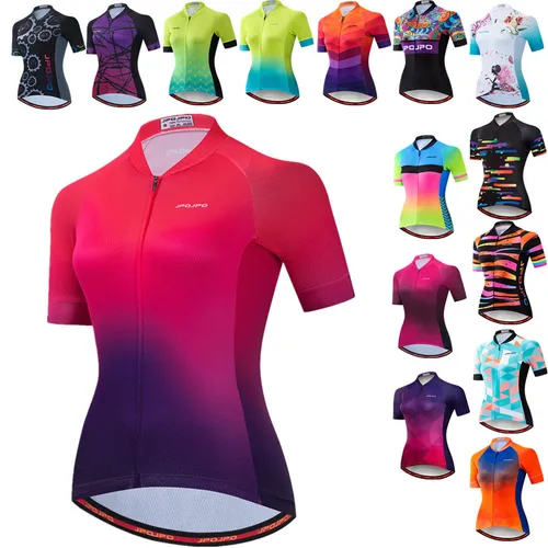 Imagen 1 del producto JPOJPO-Camiseta de ciclismo con gradiente para mujer, camisetas de verano para bicicleta de carretera, camiseta de ciclismo de secado rápido, ropa transpirable para bicicleta