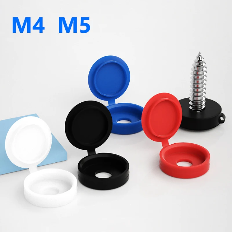 M4 M5 Hide Foldable Screw Hinged Protective Cover for Furniture Car,Plastic Self Tapping Screw Bolt Nail Nut Decorative Cap