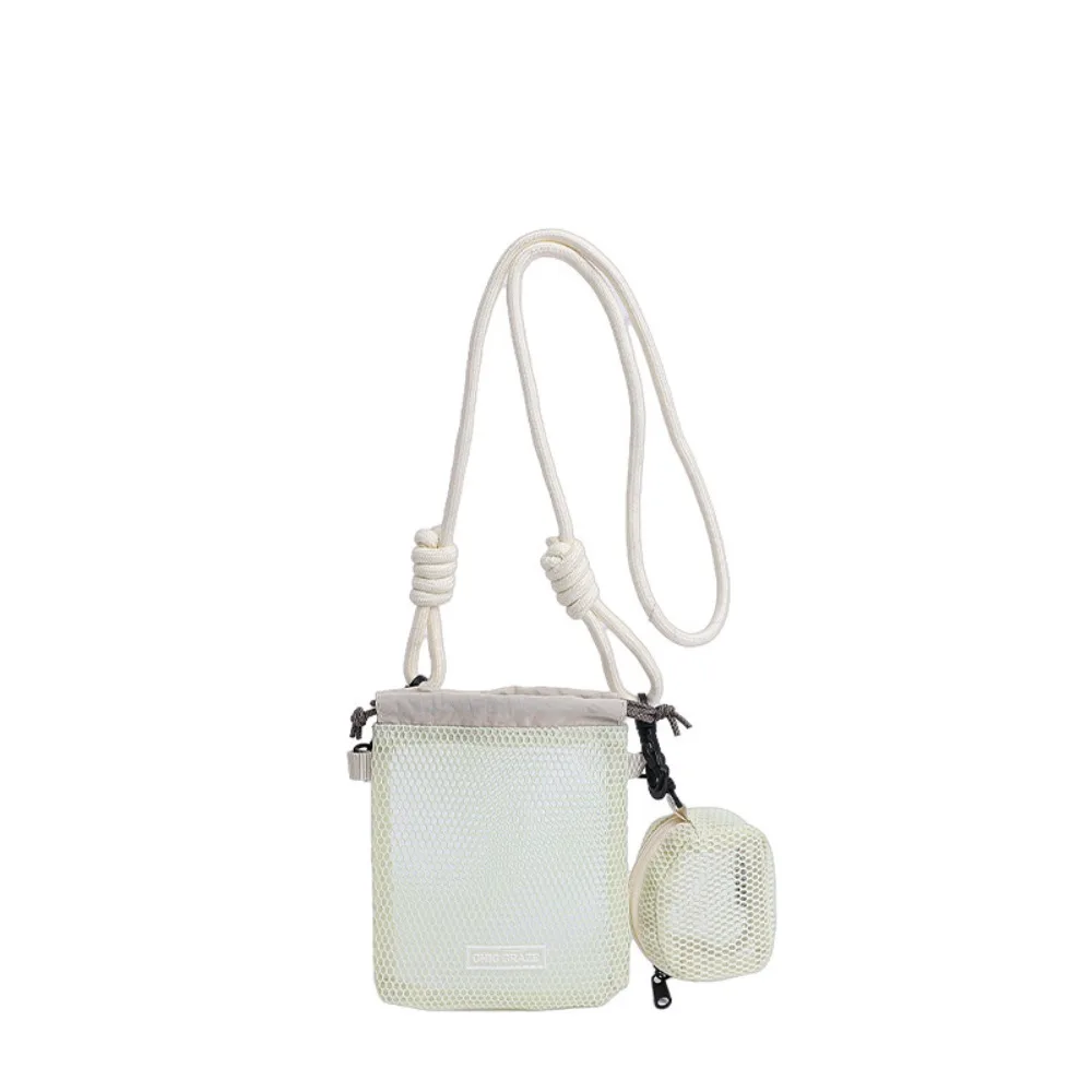 

Повседневная нейлоновая сетчатая сумка на шнурке, сумка через плечо с кошельком, сетчатая сумка на плечо, кошелек, однотонная сумка для телефона, уличная