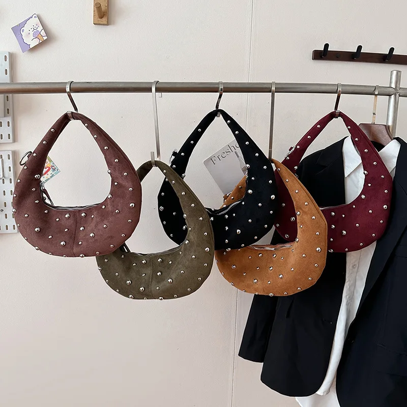 حقيبة كتف مرصعة لخريف 2025، محفظة تحت الإبط للنساء، حقيبة عصرية من النهار إلى الليل، حقيبة كروس بسيطة، حبال أنيقة #4