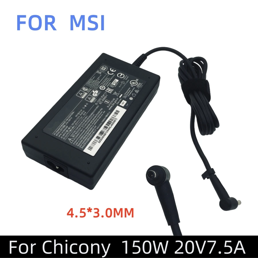 

Зарядное устройство для ноутбука, 150 Вт, 20 В, 7,5 А, источник переменного тока для Msi SWORD 15 17 WF66 11UJ-267 11UI-268 импульсный GL66 11UCK-1249