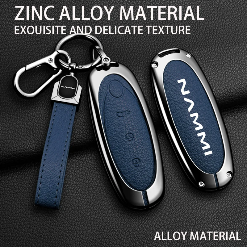 Alloy Leather Car Remote Key Case Cover Shell Fob For Dongfeng NAMMI 01New Engery High Level 2024 Interior Protective Keychain