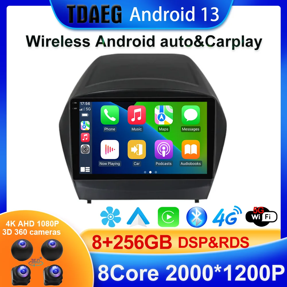 

Беспроводная Автомагнитола Carplay Android 13 8 + 256G для Hyundai Tucson 2 LM Ix35 2009 - 2015 Автомобильный мультимедийный плеер GPS BT5.0