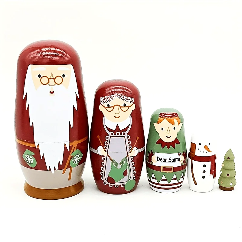 1 Set Jolly Santa Matryoshka Set: Festive Christmas Decorations for Home and Garden