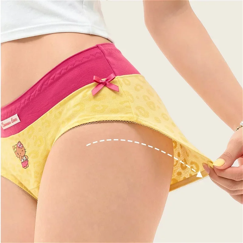 Hellokitty Sweet Girls Panties Leopard Women Sexy Underwear Cute Cotton Crotch Female Briefs Lingerie Mid Waist Трусы Женские