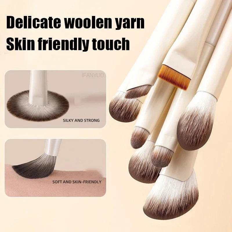 5/6/8/10pcs Natural Eye Makeup Brushes Set Detail Eyeshadow Brush Makeup Brush White Ultra Soft Eyeshadow Eyeliner Makeup Tool