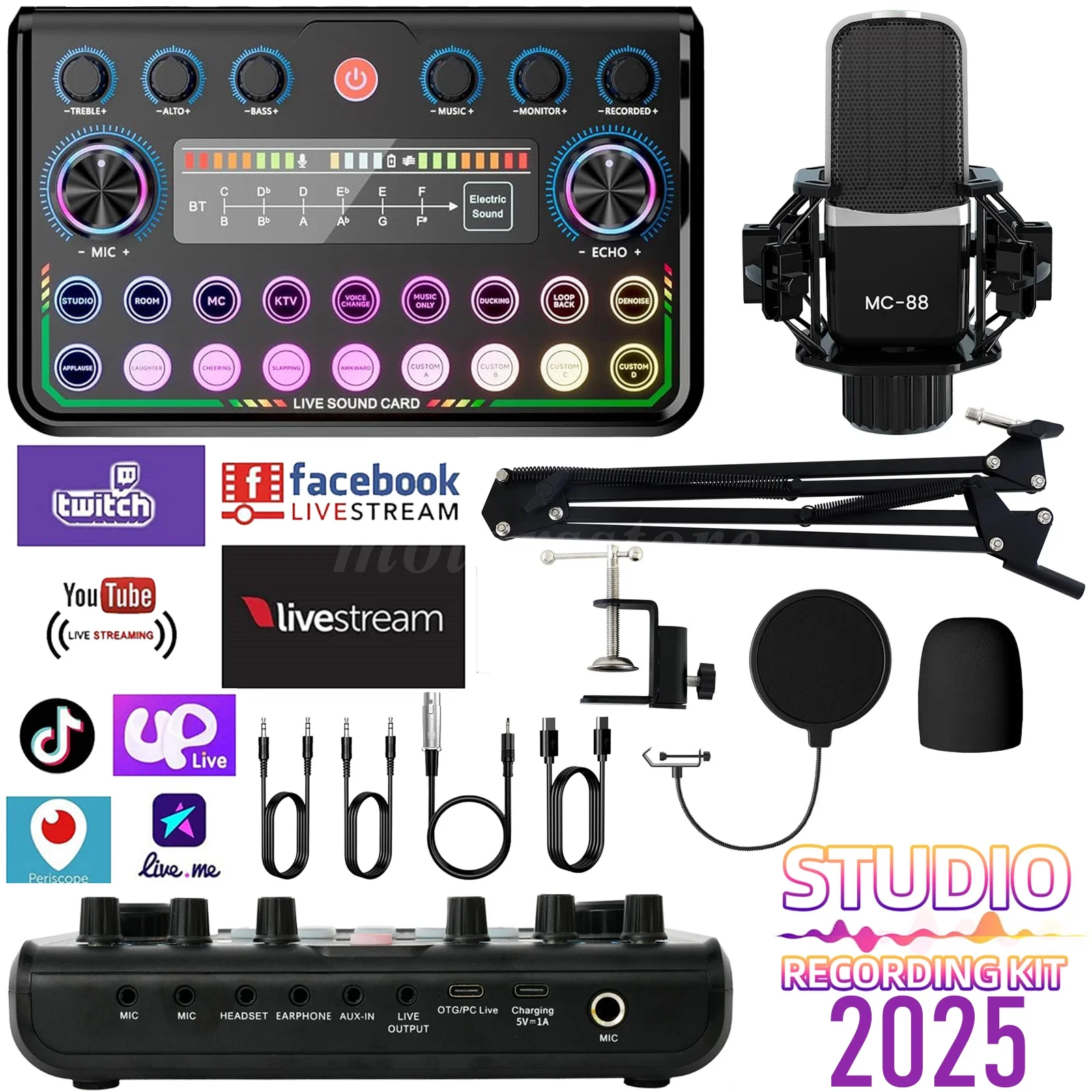 

Complete Home Studio Recording Mixer Kit Condenser Microphone For Music Podcast