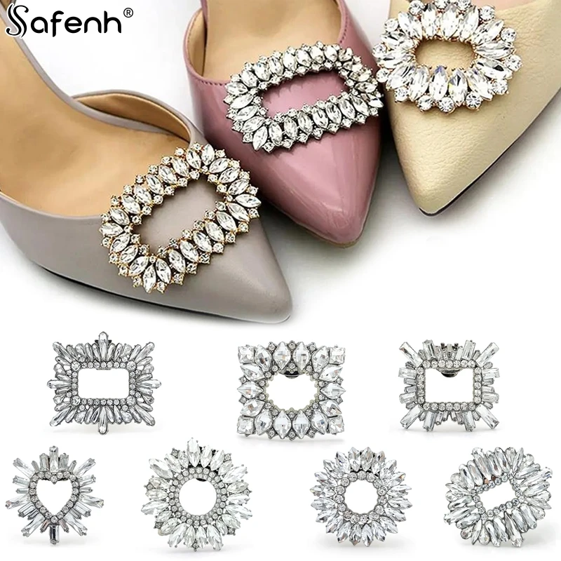 1pcs Lady Shoe Clips Wedding Bride Shoes Decoration Women High Heel Charms Jewelry Shoes Rhinestones Crystal Decoration