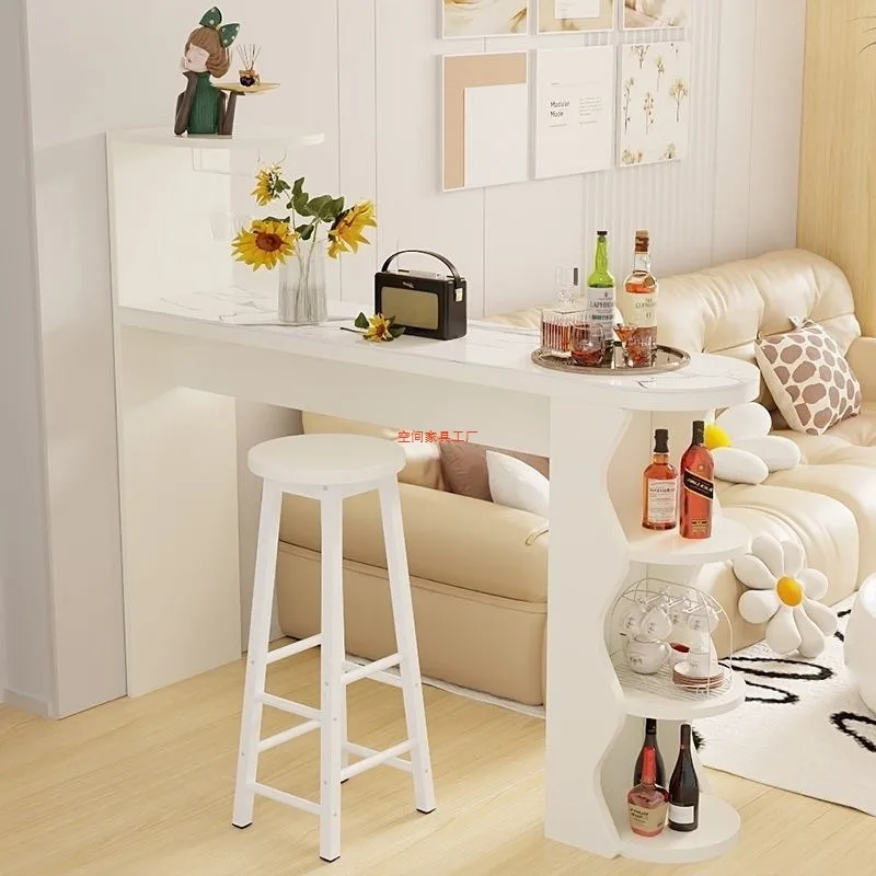 Cream rock slab bar table, household living room partition cabinet