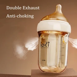 Newborn Feeding Bottle Double Exhaust Anti-Choke Baby Bottle PPSU Wide-caliber Feeding Bottles BPA Free for Baby 0-6 Month 240ML