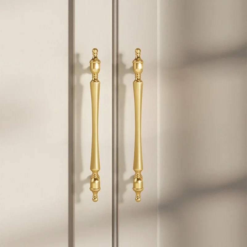Golden Cabinet Door Handle French Light-Luxury Cupboard&Wardrobe Pull Vintage Single-Hole Drawer/Shoe Rack Knob Furniture Handle