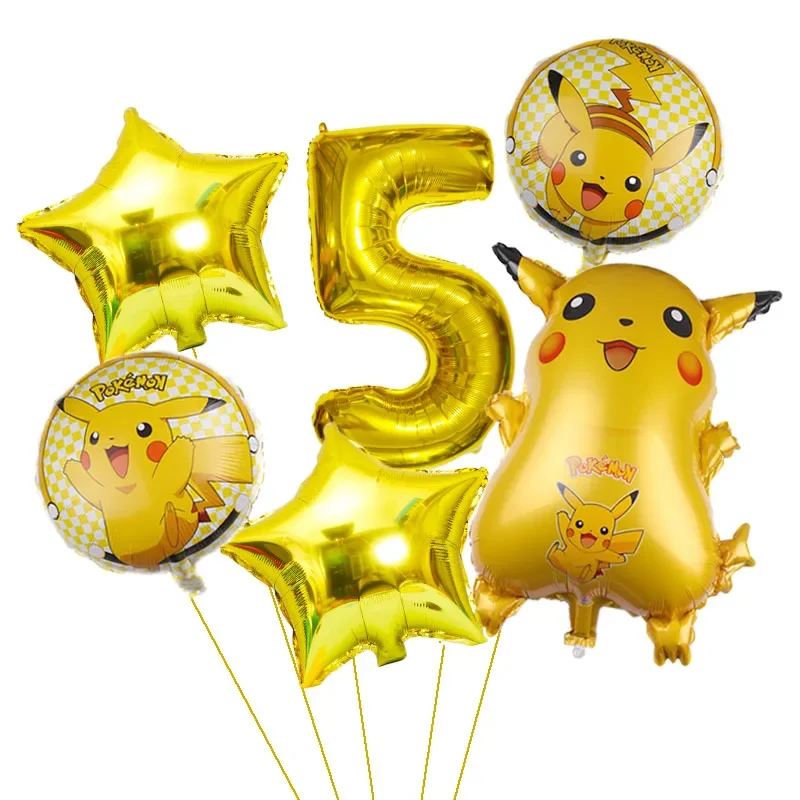 6 Pcs Pokemon Party Balloons Pikachu Squirtle Balloon Kids Birthday Party Decoration Supplies Baby Shower Decor Helium Globos
