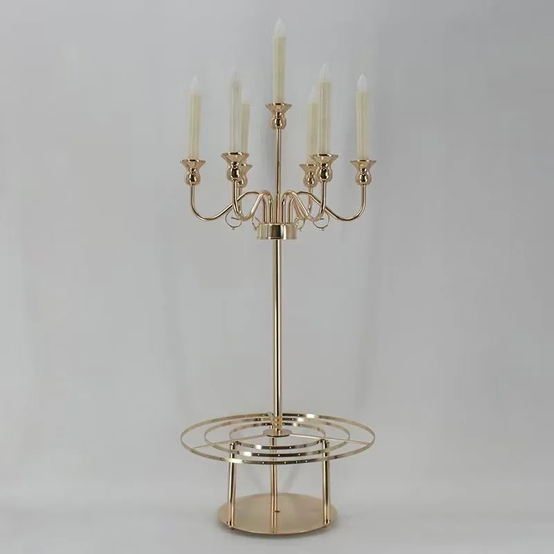 Professional Small Glass Candlestick Elegant Tea Light Holders for Weddings Placed under a Flower Rack