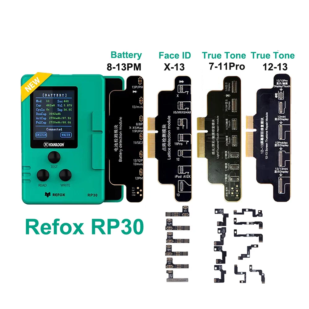 Refox RP30 True Tone/No Soldering Face ID/Battery Repair Programmer For iPhone 15 14 13 pro Dot Projector Detection Restore Tool