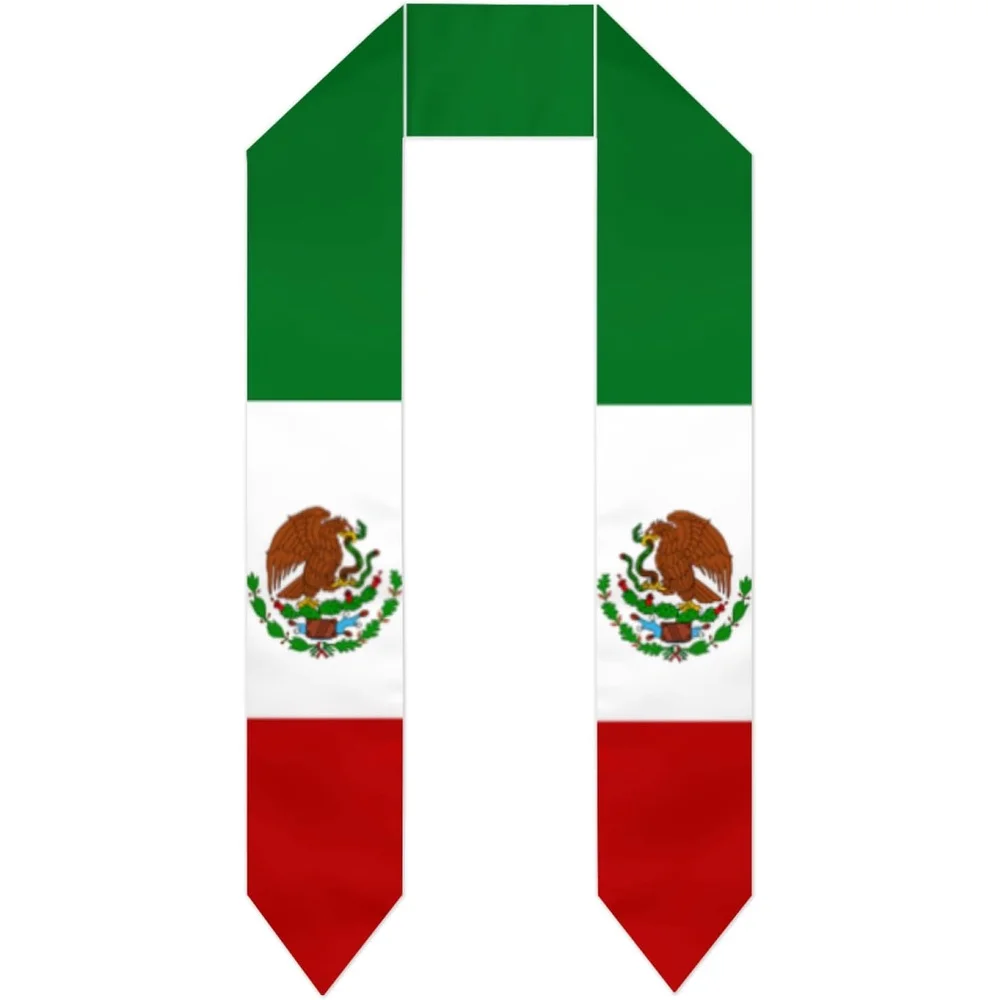 Customization Mexico Mexican Mex Flag Graduation Stole/Sash/Scarf 2026/2026 Double Sided International Student Graduation Decora