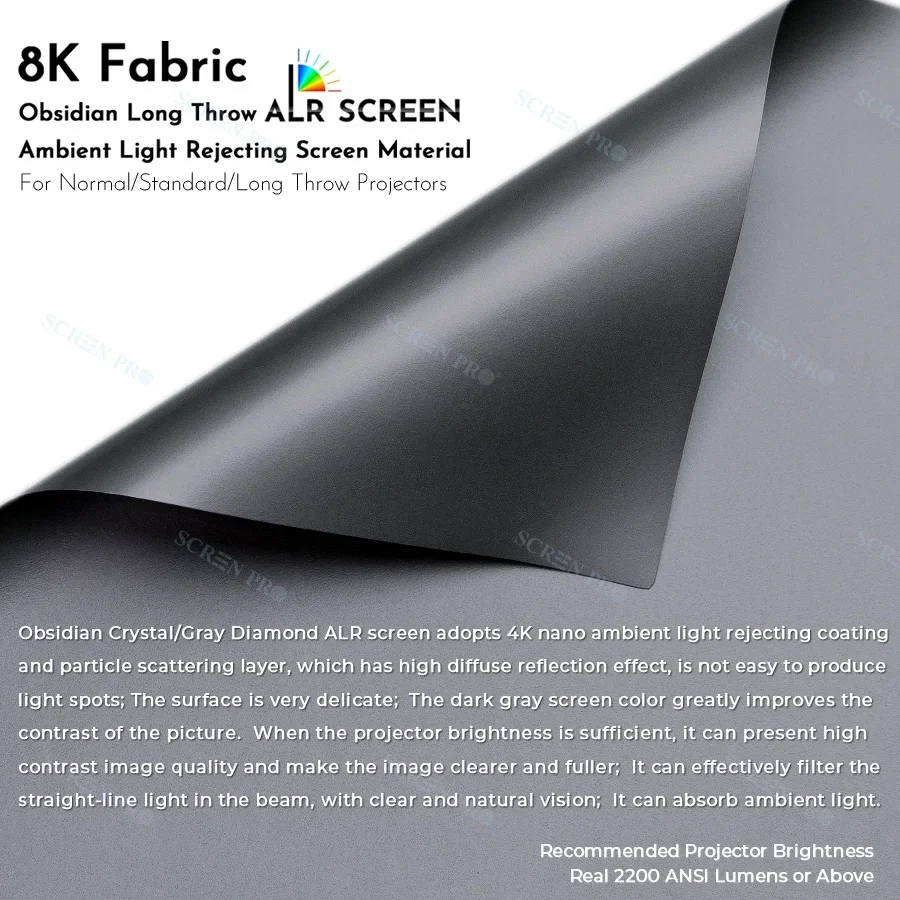 92 Inch ALR Screen for Long Throw Projector Ambient Light Rejection Screen Fixed Frame Projection Screen