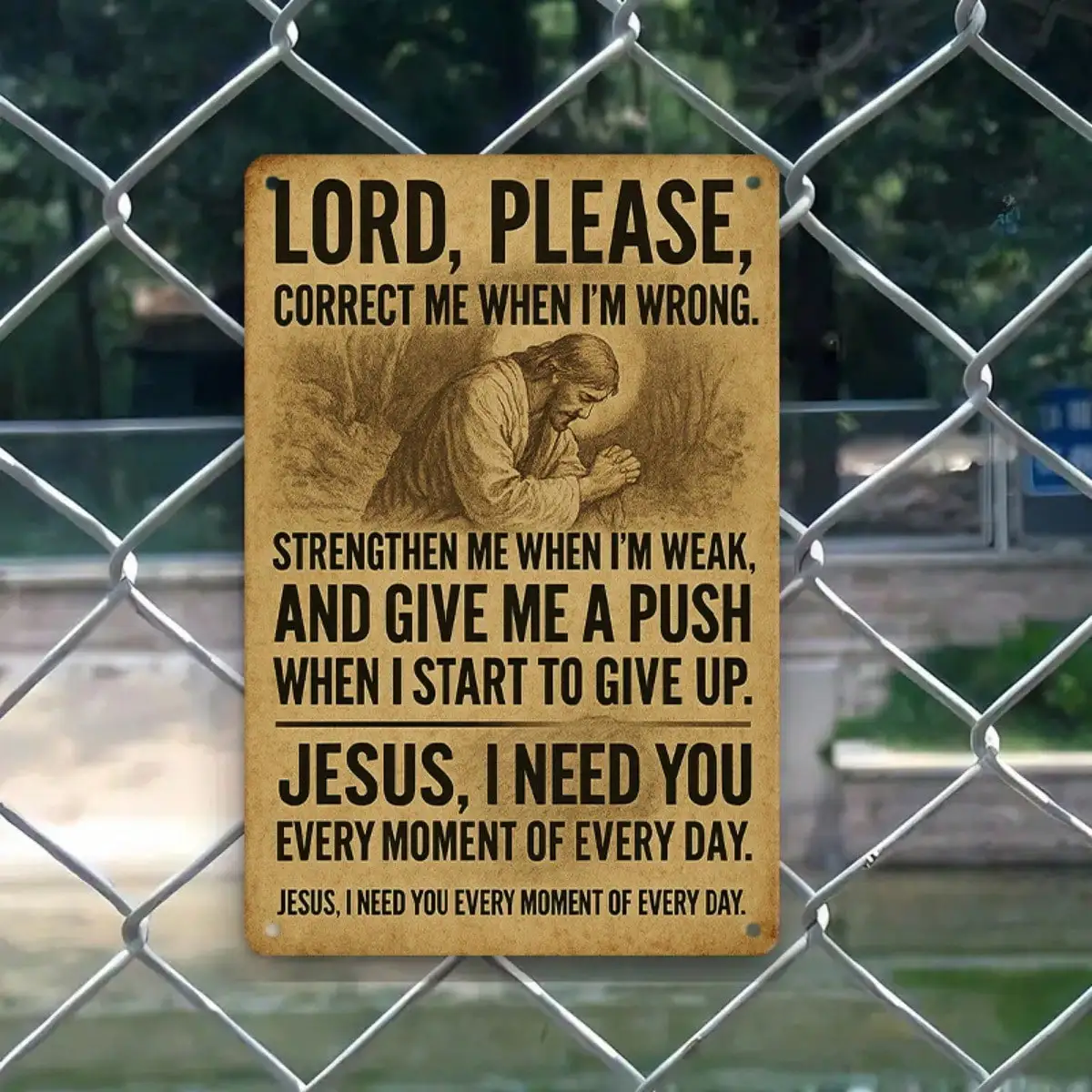 1 قطعة علامة معدنية للصلاة، يرجى تصحيحني عند خطأ، مثالية للمنزل أو المكتب أو الكنيسة، 8 × 12 بوصة / 20 × 30 سم