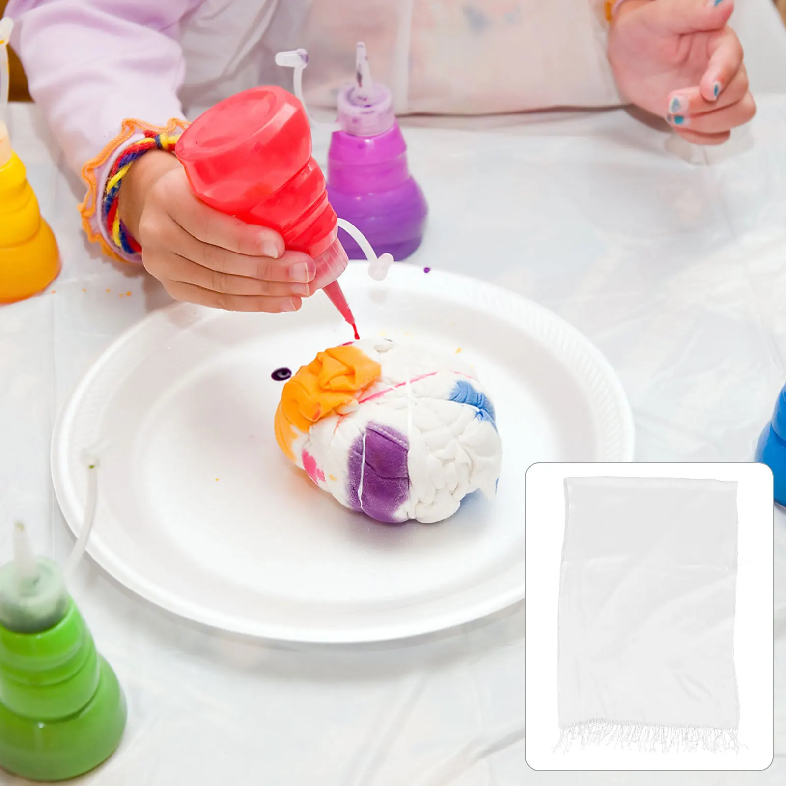 

1pc Premium Cotton Scarf White Tie Dye Painting Design Easy Wash Durable DIY Crafts Accessory Handmade for Festival