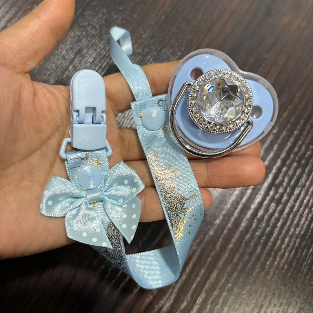 Soft Flexible Real Nipple Shape Pacifier with Dust Cover & Anti-Lost Chain Clip Gentle Infant Soother for Peaceful Nap