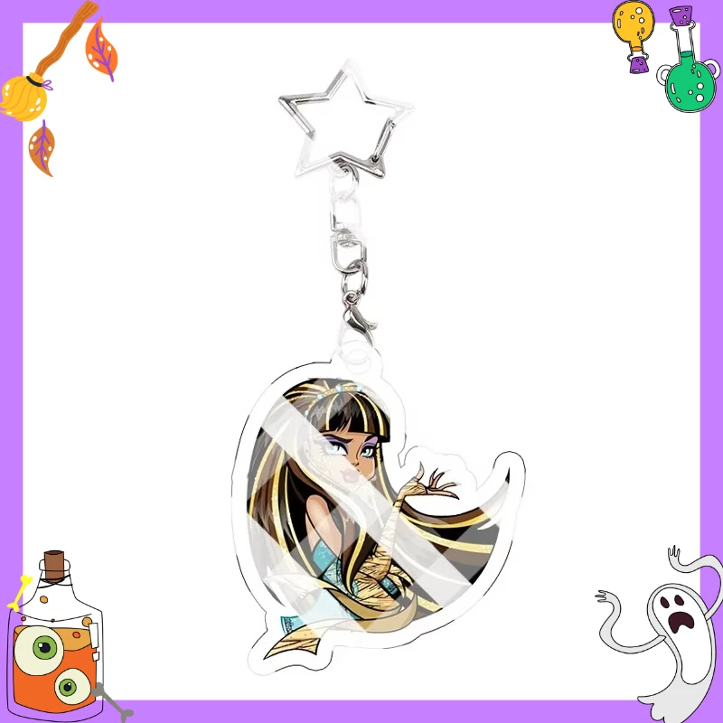 for Monster High Draculaura Frankie Stein Ghoulia Yelps Acrylic Keychain Exquisite Festival Gift Decoration Backpack Pendant
