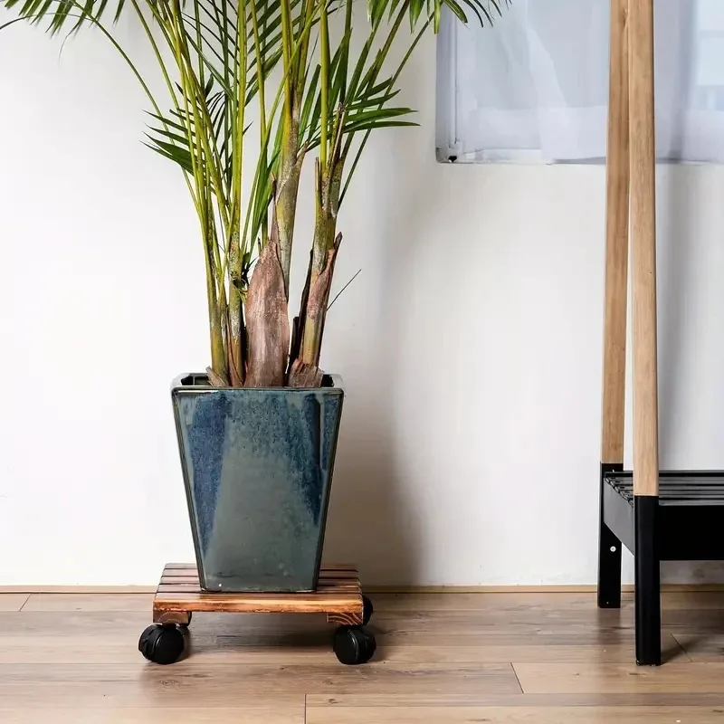 Flower Pot Base, Practical, Lightweight, Movable, Universal Wheels, Solid Wood Material, High-Quality, Multi-functional Desi
