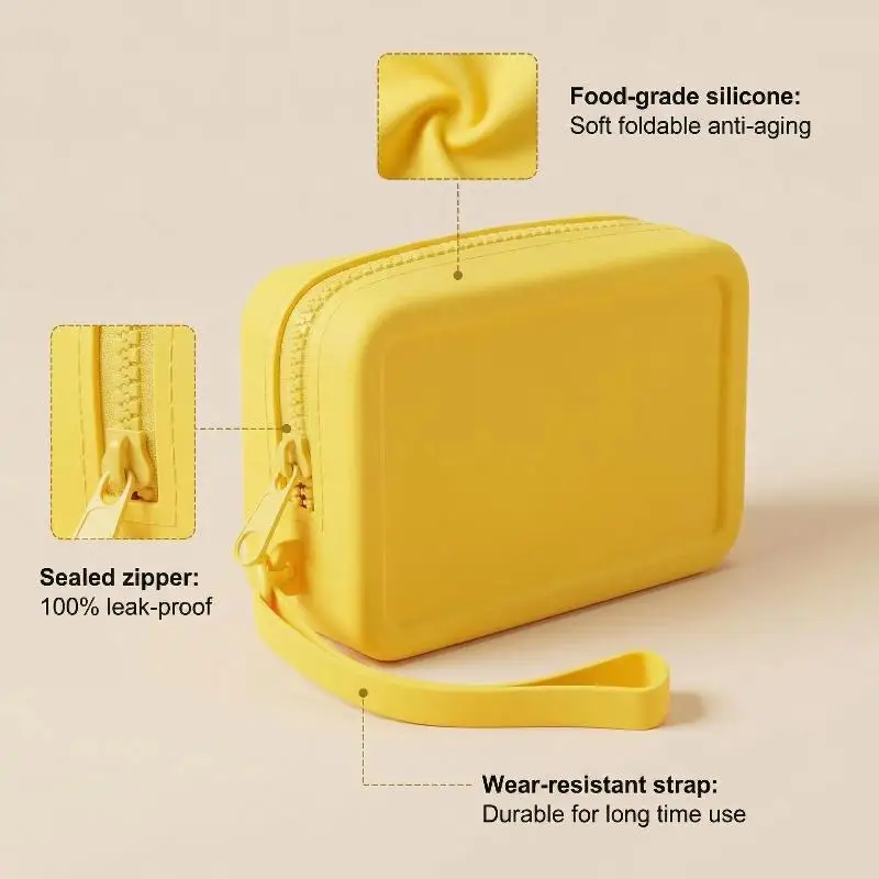 Silicone Organizer Cosmetic Bag Vintage Waterproof Smooth Zipper Earphone Bag Macaron Color Wallet Coin Purse Students