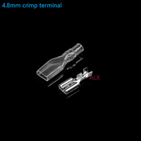 100PCS (50set) 4.8mm crimp terminal female spade connector Splice With Insulating Sleeves 4.8 MM Cold pressed terminals and case