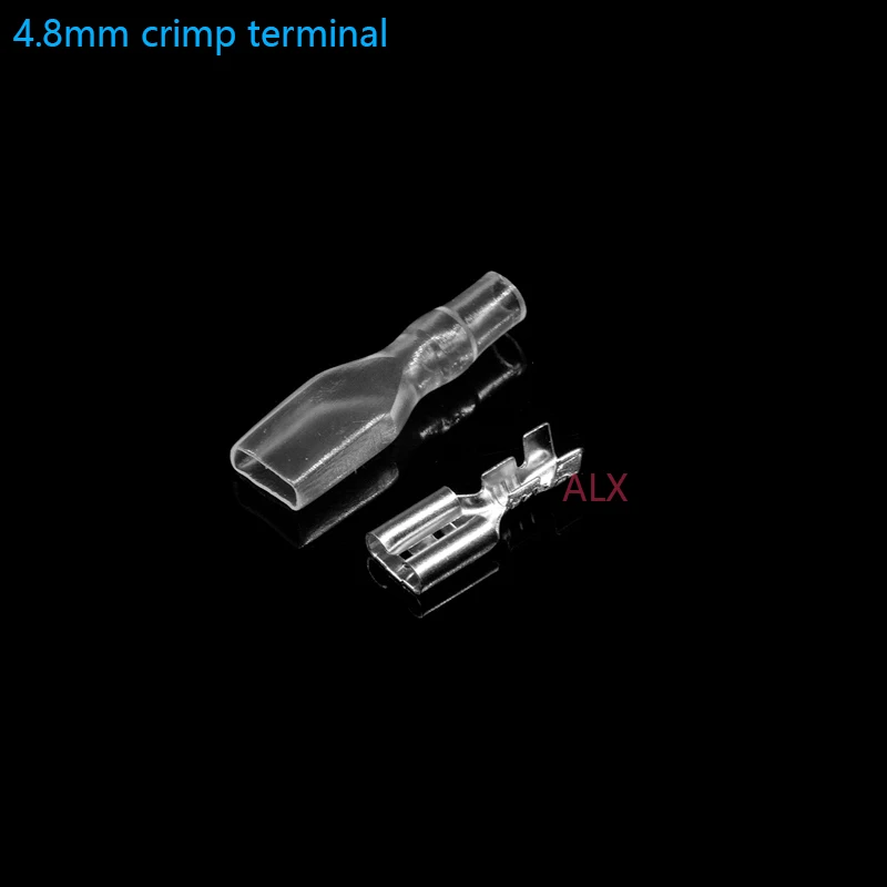 100PCS (50set) 4.8mm crimp terminal female spade connector Splice With Insulating Sleeves 4.8 MM Cold pressed terminals and case