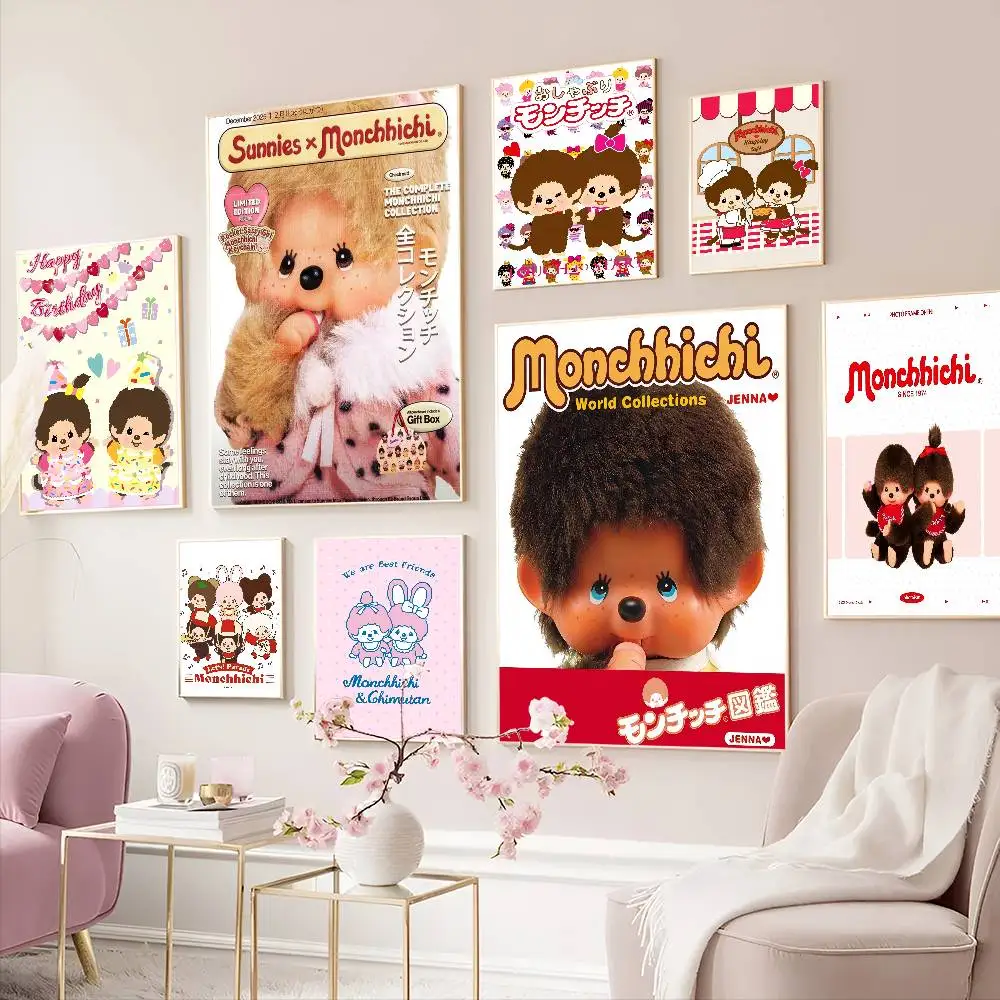 Cartoon M-Monchhichis DIY Sticky Poster Whitepaper Prints Posters Artwork Vintage Decorative Painting