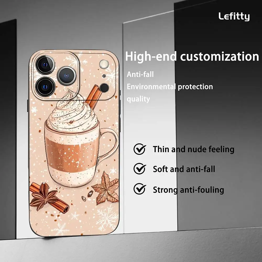 Hot Coffee phone case for iPhone 17 16 15 14 13 Pro Max Plus Mini Frosted Soft Case Funda Shockproof Cases
