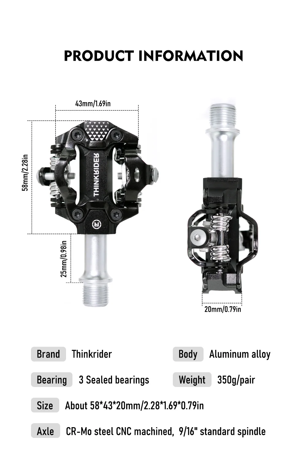Think rider fahrrad pedal 3 abgedichtete lager ultraleichte aluminium versiegelte lager straße bmx mtb spd pedale rutsch fest wasserdicht – Detail 3