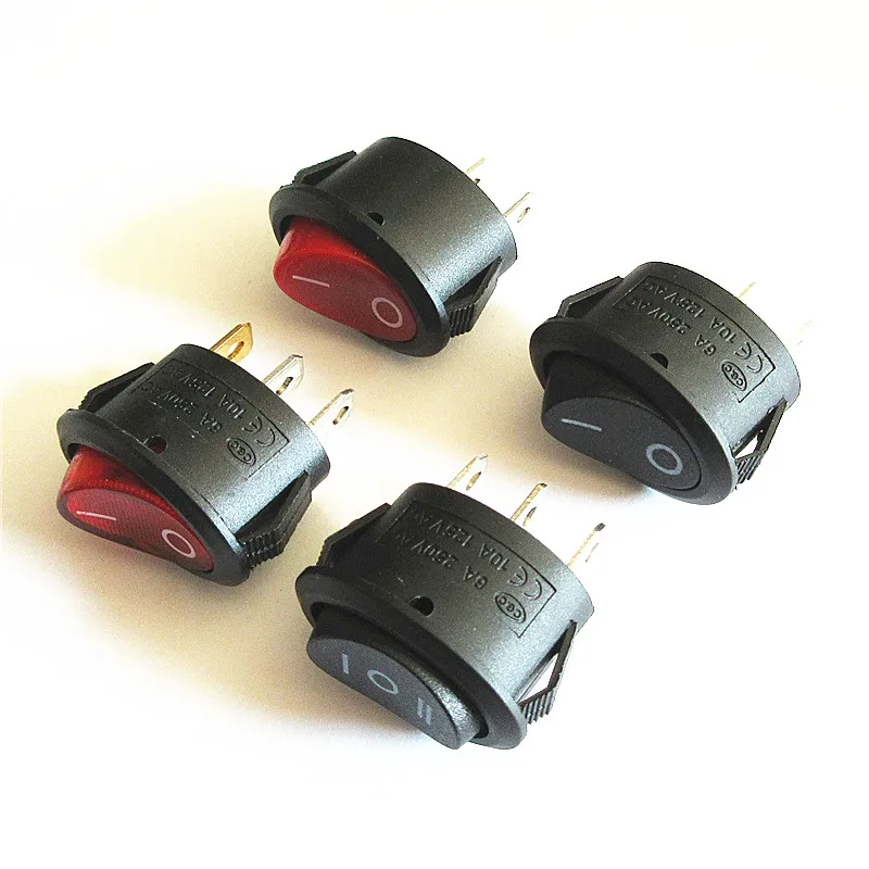 10pcs electric kettle electric kettle power rocker round lighted boat elliptical switch 2/3 feet 2/3 gear 6A/250V