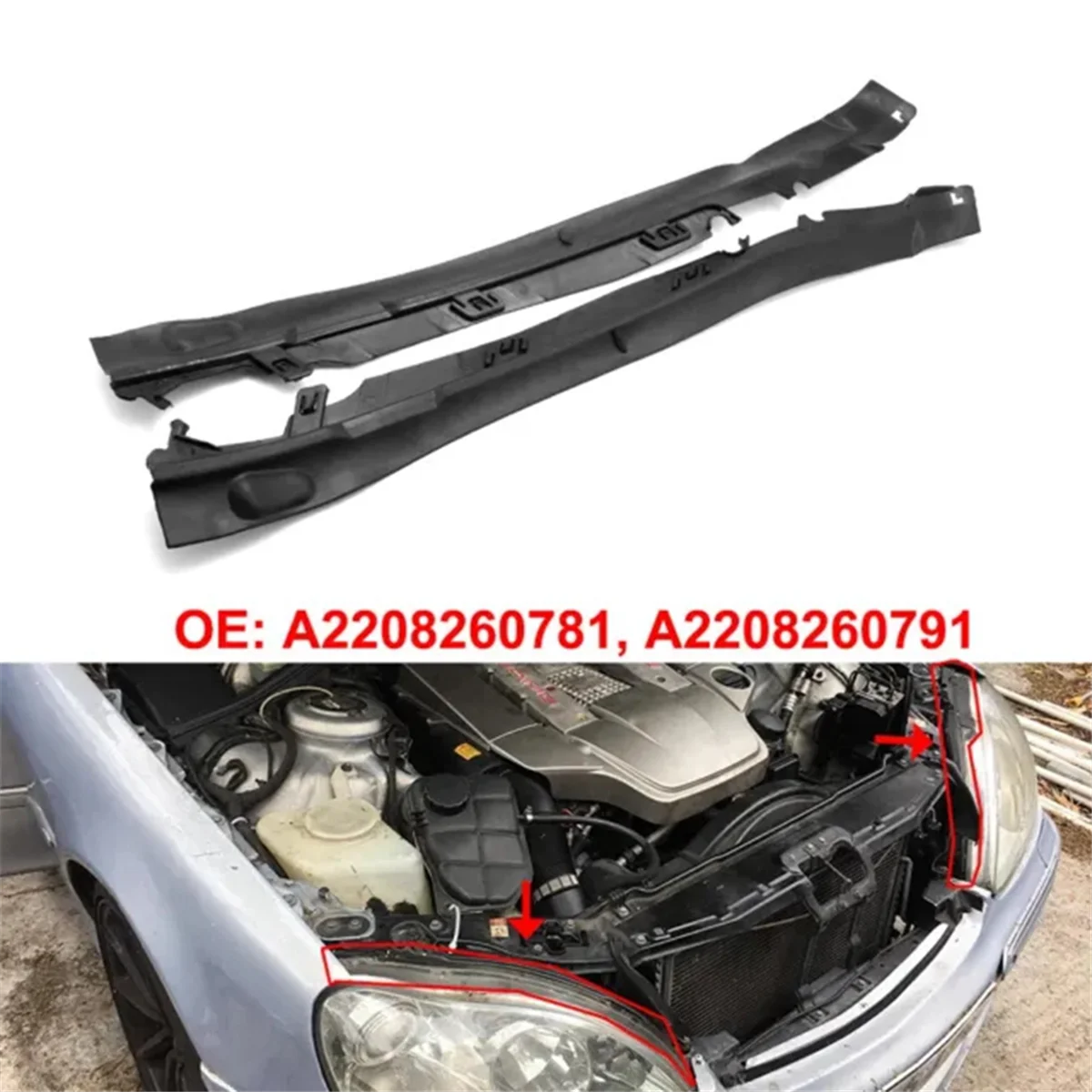 

Car Front Upper Headlight Cover Seal Trim A2208260781 A2208260791 for Mercedes Benz S Class W220 Headlight Seal Gasket