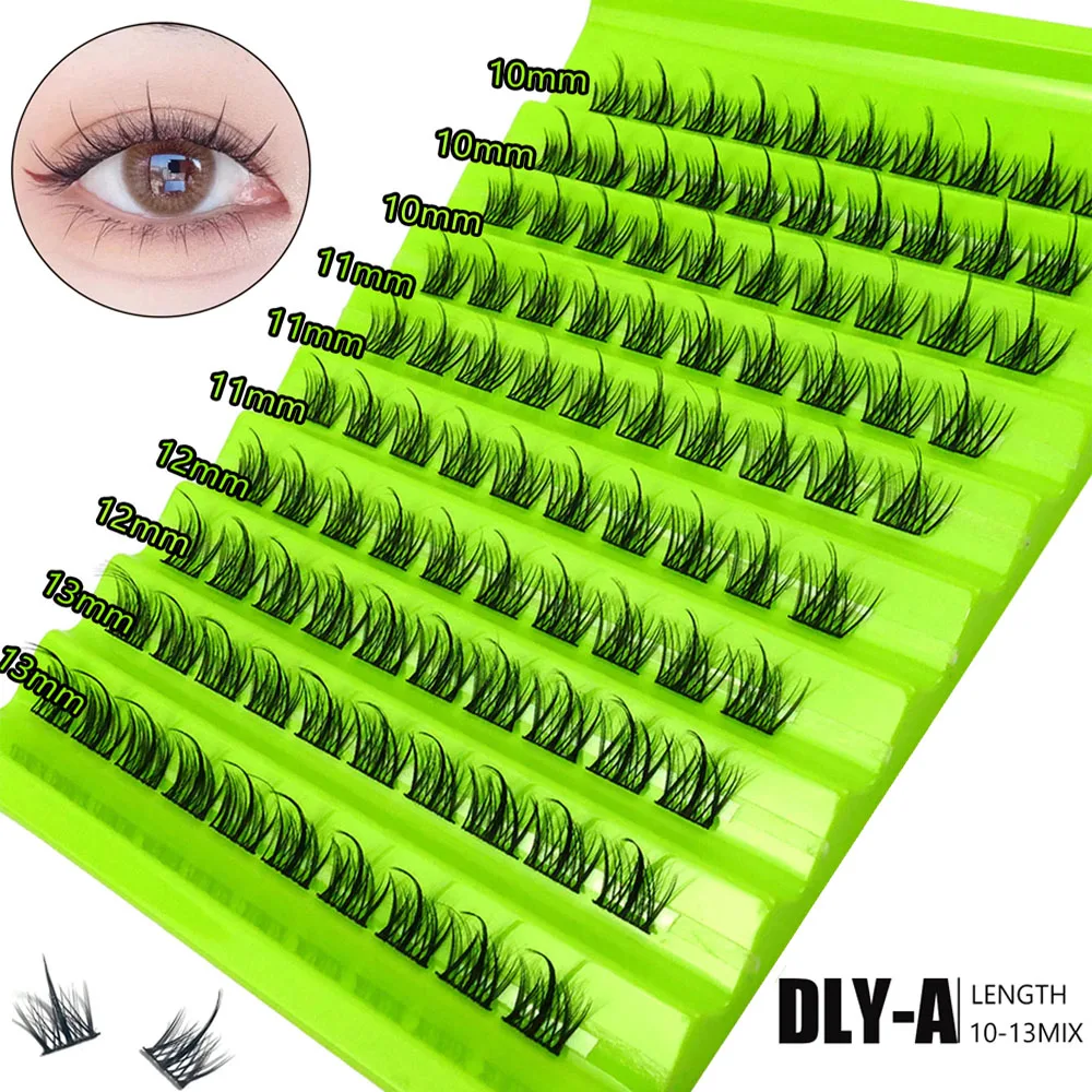 Extensão natural de 10 linhas, cílios postiços misturados, alta capacidade, faça você mesmo, cílios de maquiagem russos segmentados