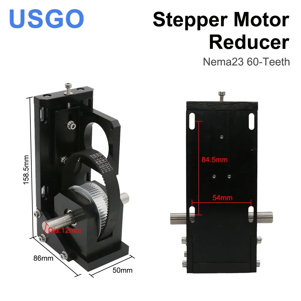 USGO محرك متدرج المخفض Nema23 38-الأسنان/ Nema23 60-الأسنان/ Nema34 72-الأسنان لآلة القطع والنقش بالليزر CO2