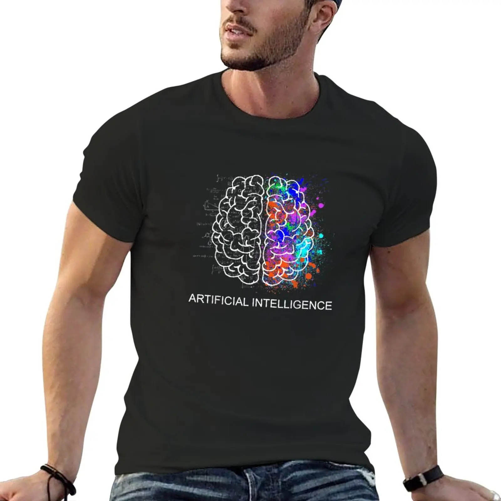 New Artificial Intelligence Brain Art Science Math T-Shirt summer clothes Blouse mens t shirt graphic