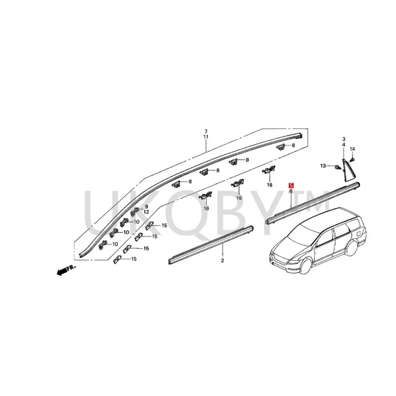 72950SFE004 Suitable for Ho nd a Odyssey Car door and window glass stopper anti cutting water sealing decorative strip