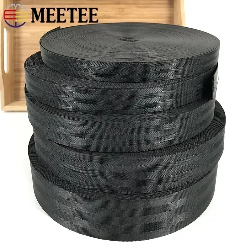 Meetee-Cinta de correas de nailon y poliéster, 5 metros, 20-50mm, cinta Manual para asiento de seguridad para niños, mochila, correa para mascotas,