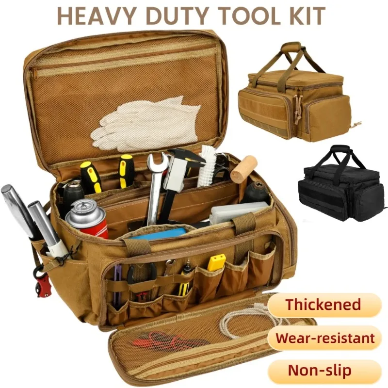 14Inch Multifunctional Tool Bag Thickened Large Capacity Waterproofed Wear-Resistant with Multi Pocket for Repairmen Electrician