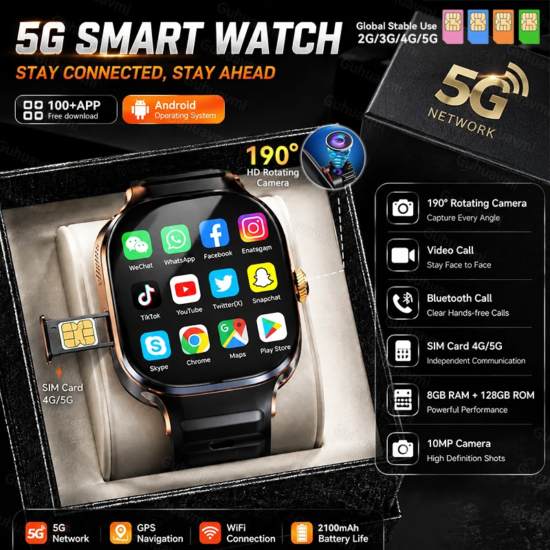 NEW 8GB+128GB Memory 5G/4G Full Network Smart Watch Independent Calling 1000W HD Camera WiFi GPS Sports Smart Watches man 2026