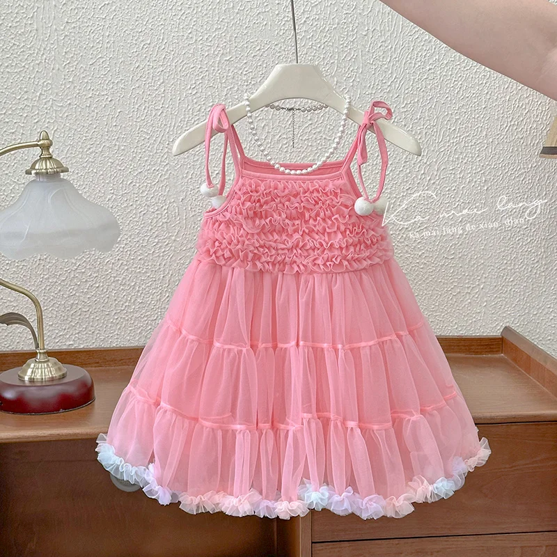 

Girls' Dress 2025 New Summer Style Sleeveless Children's Strap Skirt Tutu Skirt Baby Girl Princess Skirt