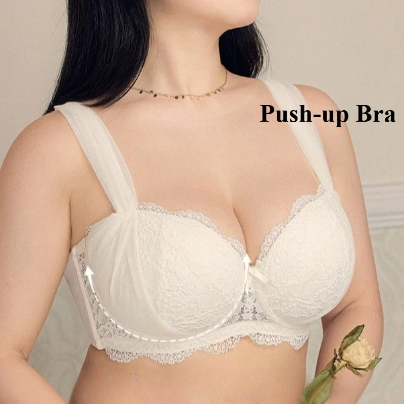 

Plus Size Minimizer Bra for Women Sheer Lace Side Support Uplift Anti-Sag Elegant Bra Underwear Breast Collection Bra