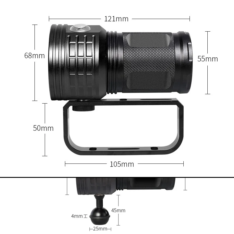 QX27 500W Underwater 80m Diving Flashlight with Spherical Bracket Photography Video Fill Light Torch Diving Video Lights