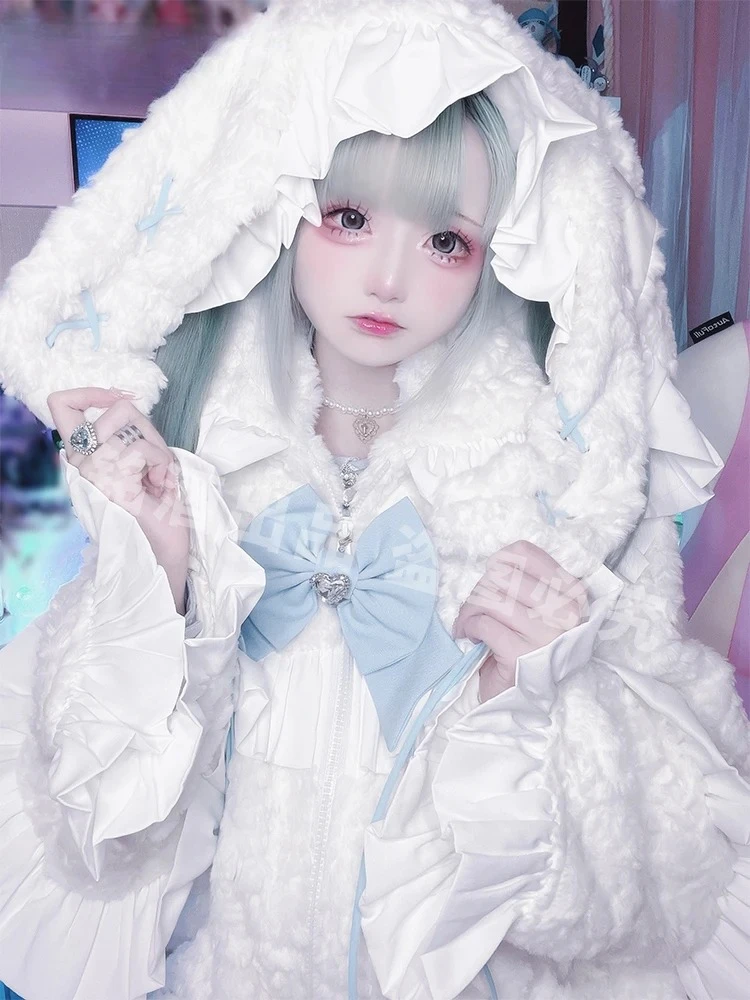 Mode Dame Warme Mäntel Y2K Subkultur Massenproduzierten Stil Casual Hoodie Kaninchen Winter frauen Lose Dicke Kapuze Jacke