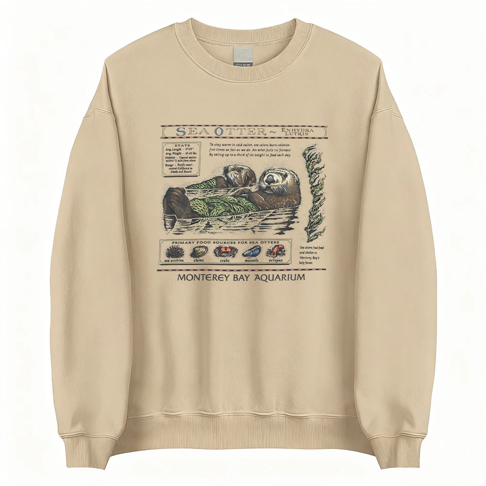 البحر قضاعة مونتيري خليج حوض السمك البلوز طويلة الأكمام الإناث الشتاء البلوفرات Crewneck النساء الرجال ملابس كاجوال الشارع الشهير