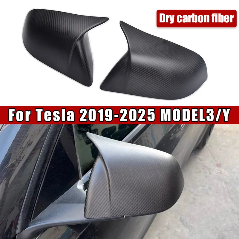 For Tesla 2019-2025 Model 3 2019-2025 Model Y Mirror Housing Diffusion Tesla Dry Carbon Fiber Accessories True Carbon Fiber