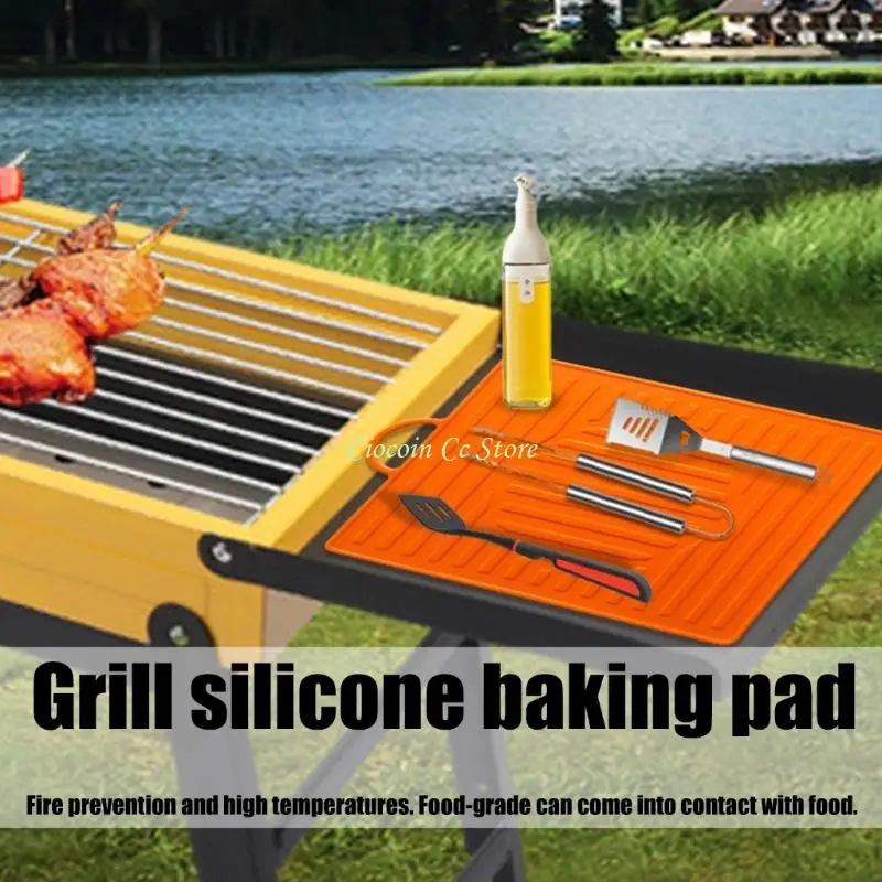 X90F Barbecue Mat With Elevating Trim Silicone Griddle Protective Cover Grill Shield