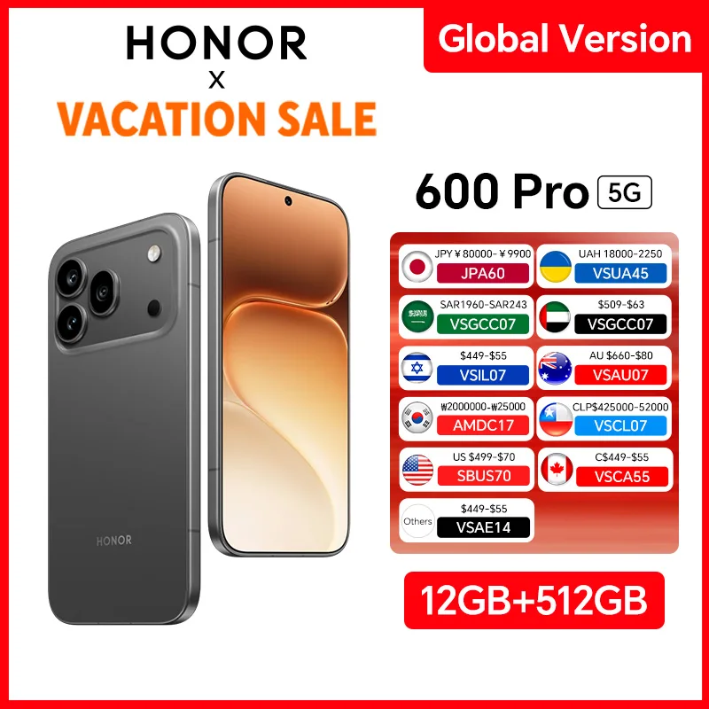 2026 New Global Version HONOR 600 Pro 5G 12GB+512GB 6.57'' 120Hz AMOLED Screen 200MP Main Camera 7000mAh 80W SuperCharge